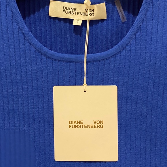 NWT *DIANE VON FURSTENBERG* Knit Peplum Top w/Ruffle … *COBALT* … Size: S - Picture 4 of 5